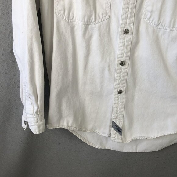 Vintage Levis Shirt Mens Small White Denim Button Front Western Workwear 90s - Picture 14 of 16